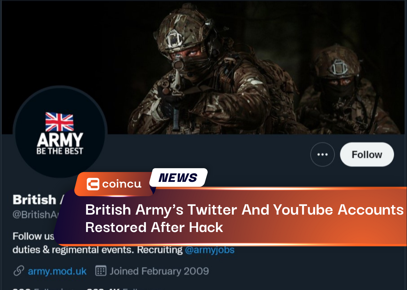 British Army's Twitter And YouTube Accounts Restored After Hack