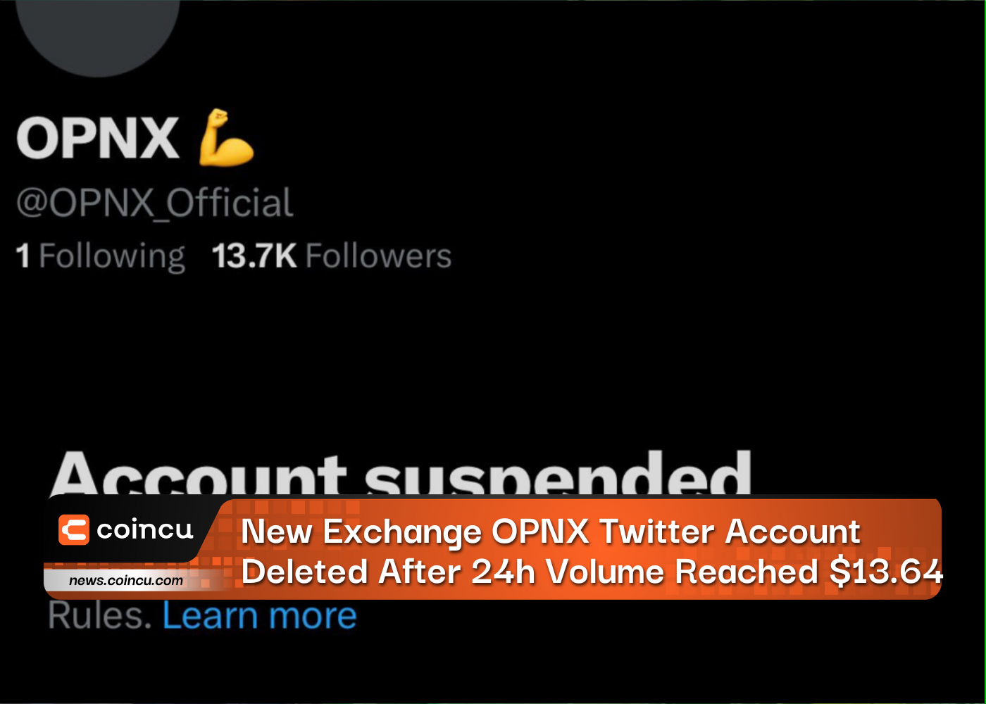 New Exchange OPNX Twitter Account Deleted After 24h Volume Reached $13.64