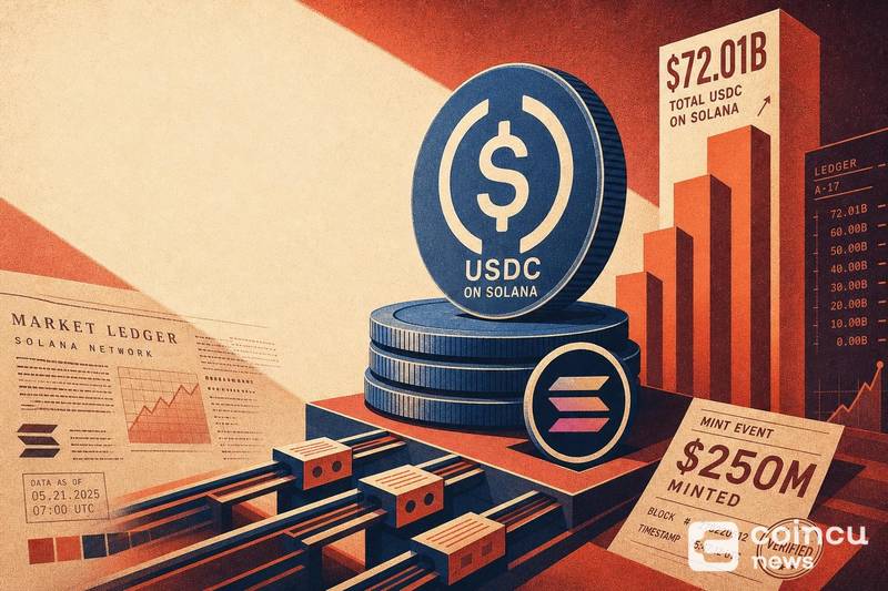 USDC on Solana Hits $72.01B After $250M Mint