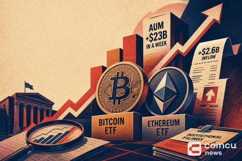 Bitcoin and Ethereum ETFs Add $2.6B as AUM Jumps $23B in a Week 1 Bitcoin and Ethereum ETFs Add $2.6B as AUM Jumps $23B in a Week