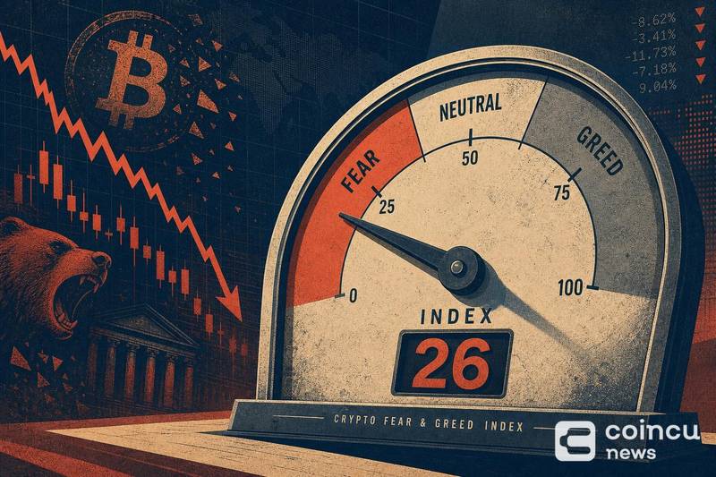 Crypto Fear and Greed Index Falls to 26 as Panic Sentiment Grips Market