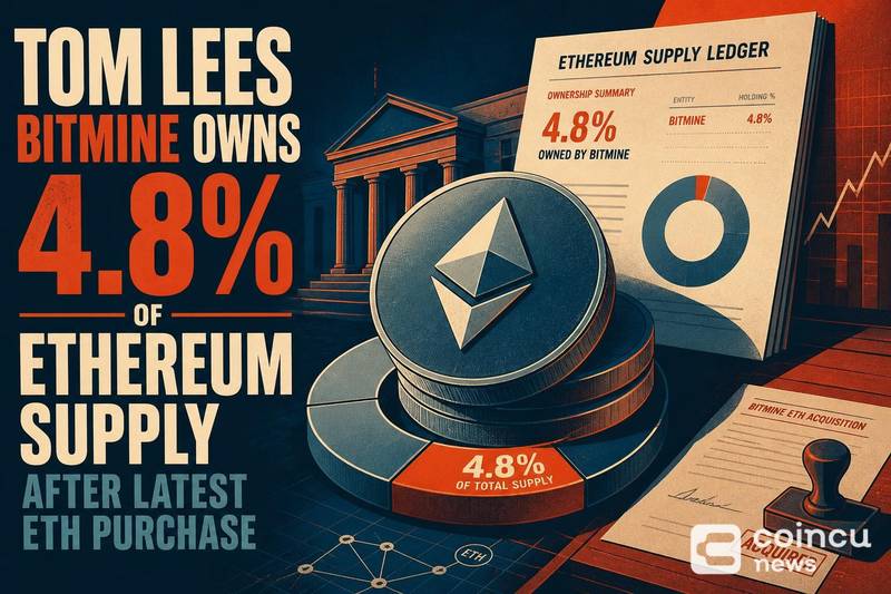 Tom Lee's Bitmine Owns 4.8% of Ethereum Supply After Latest ETH Purchase